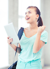 Image showing happy student girl with tablet pc