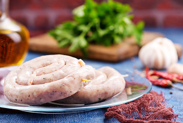 Image showing raw sausages