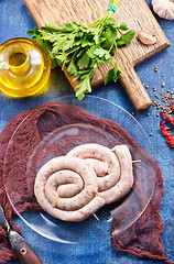 Image showing raw sausages