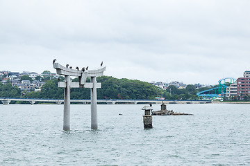 Image showing Stone torii gate in Fukuoka city