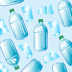 Image showing Water in bottle and glass