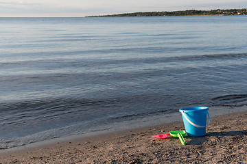 Image showing Beach with bucket and spades