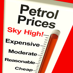 Image showing Petrol Prices Sky High Monitor Showing Soaring Fuel Expenses