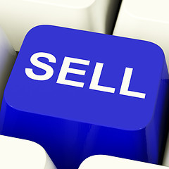 Image showing Sell Computer Key In Blue Showing Sales And Business