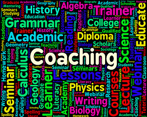 Image showing Coaching Word Indicates Webinar Trainers And Teachers