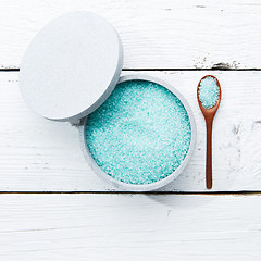 Image showing Cup with blue sea salt