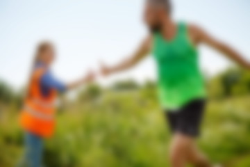 Image showing blurred Photo of athlete in T-shirt