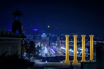 Image showing Barcelona at night, Catalunya, Spain
