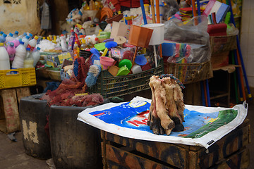 Image showing Traditional Moroccan market (souk) in Fez, Morocco