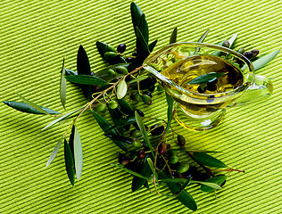 Image showing Olive Oil and Olives