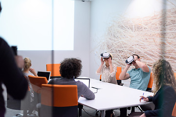 Image showing startup business team using virtual reality headset