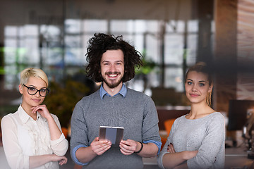 Image showing group of Business People Working With Tablet in startup office