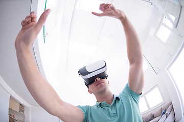 Image showing man using VR-headset glasses of virtual reality