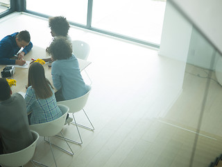 Image showing Multiethnic startup Business Team At A Meeting at modern office 