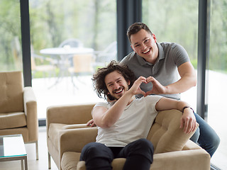 Image showing Gay Couple Love Home Concept