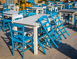 Image showing Tables in a traditional Italian Restaurant in Sicily