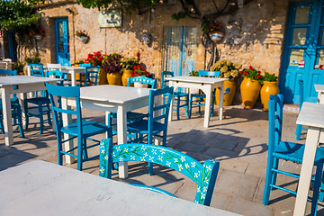 Image showing Tables in a traditional Italian Restaurant in Sicily