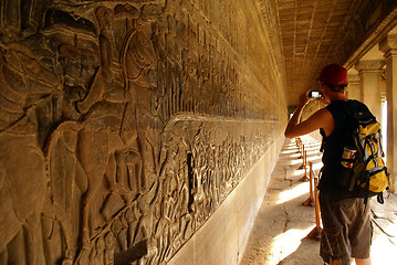 Image showing Tourist in Angkor at
