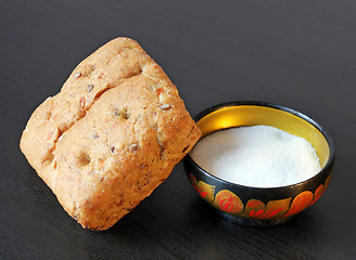 Image showing Fresh Bread and Saltcellar