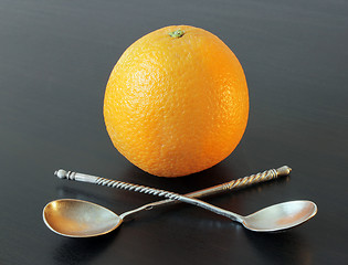 Image showing Orange and two Spoons