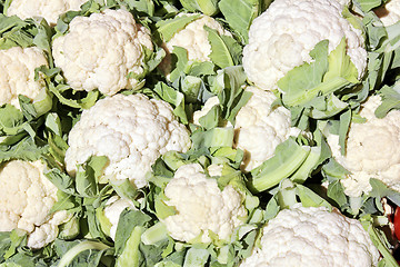 Image showing Fresh Cauliflower in a Market