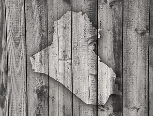 Image showing Map of Iraq on weathered wood