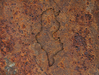 Image showing Map of Tunisia on rusty metal