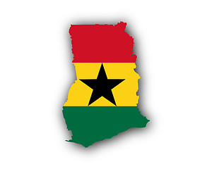 Image showing Map and flag of Ghana