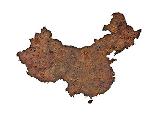 Image showing Map of China on rusty metal