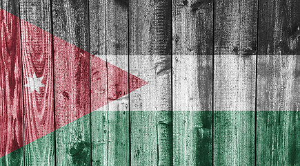 Image showing Flag of Jordan on weathered wood