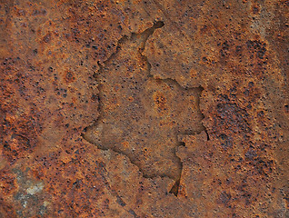 Image showing Map of Colombia on rusty metal