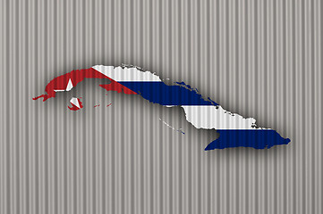 Image showing Map and flag of Cuba on corrugated iron