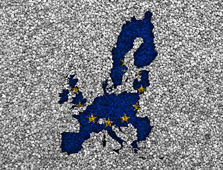 Image showing Map and flag of the EU on poppy seeds