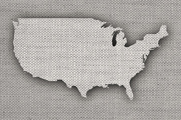 Image showing Map of the USA on old linen