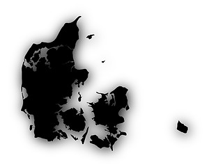 Image showing Map of Denmark with shadow