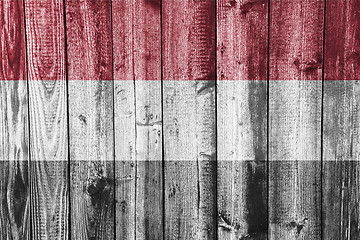 Image showing Flag of Yemen on weathered wood