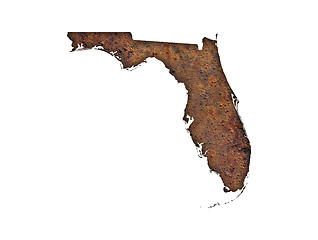 Image showing Map of Florida on rusty metal