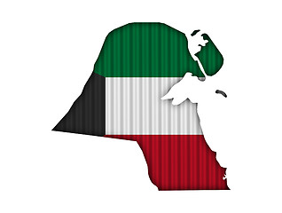 Image showing Map and flag of Kuwait on corrugated iron