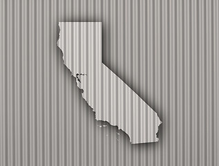 Image showing Map of California on corrugated iron
