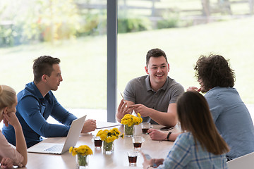 Image showing Startup Business Team At A Meeting at modern office building