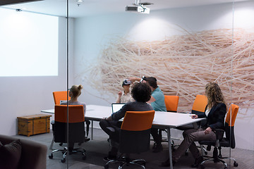 Image showing startup business team using virtual reality headset