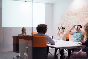 Image showing startup business team using virtual reality headset