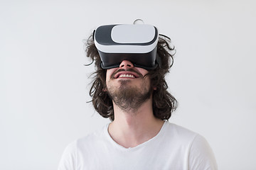 Image showing Man using headset of virtual reality