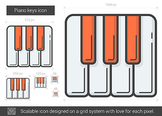 Image showing Piano keys line icon.