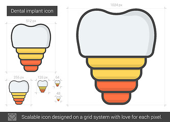 Image showing Dental implant line icon.