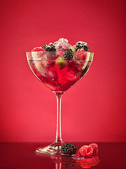 Image showing Fresh raspberry coctail on the restaurant table