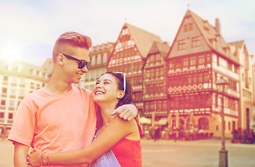 Image showing happy teenage coupler in frankfurt city