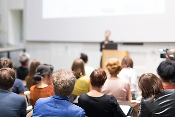 Image showing Woman giving presentation on business conference.