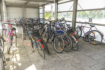 Image showing Bicycle parking at the station