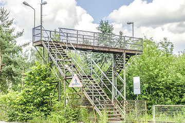 Image showing Old stairways over railway